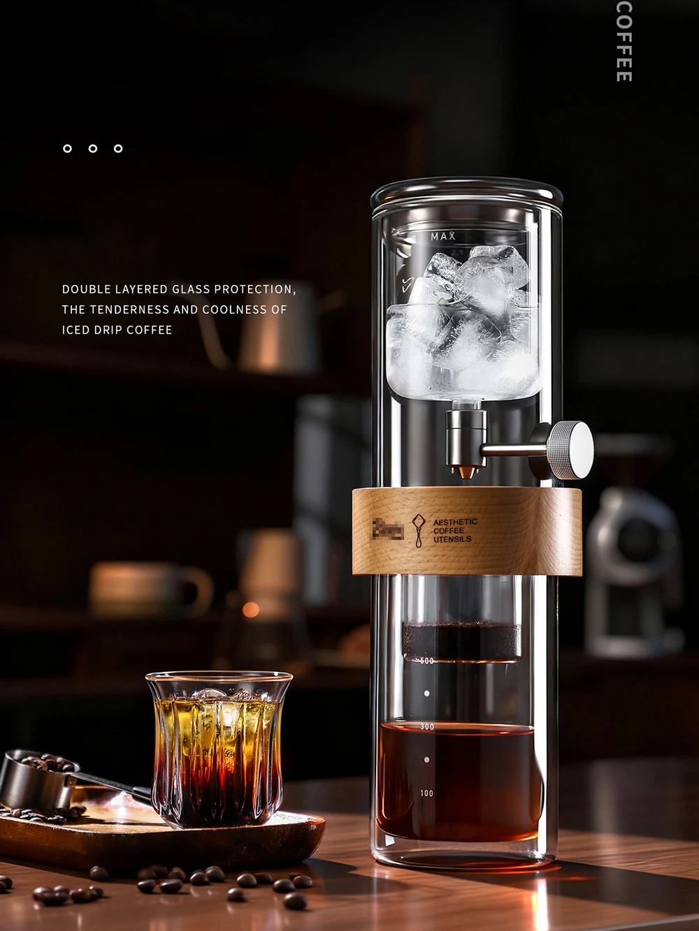 

Cold Brew Coffee Maker, 15oz Slow Drip Ice Coffee Maker, Borosilicate Glass Pour Over Drip Coffee Brewer for Home Coffee Bar Acc