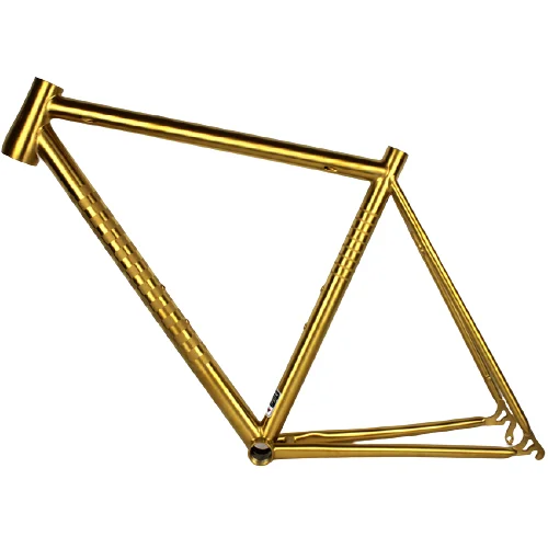 Titanium road bike frame taper head tube gold color Ti road bike frame thru axle dropout Anodized gold color ti road bike frame