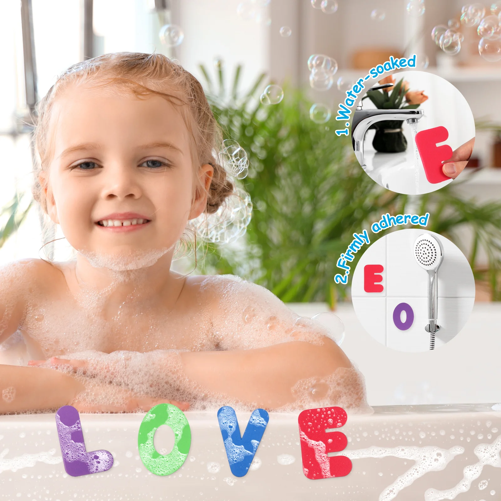 36 Uds pegatinas de baño para niños Premium educativo con letras números divertidos juegos de ducha de aprendizaje juego de bañera para niños pequeños