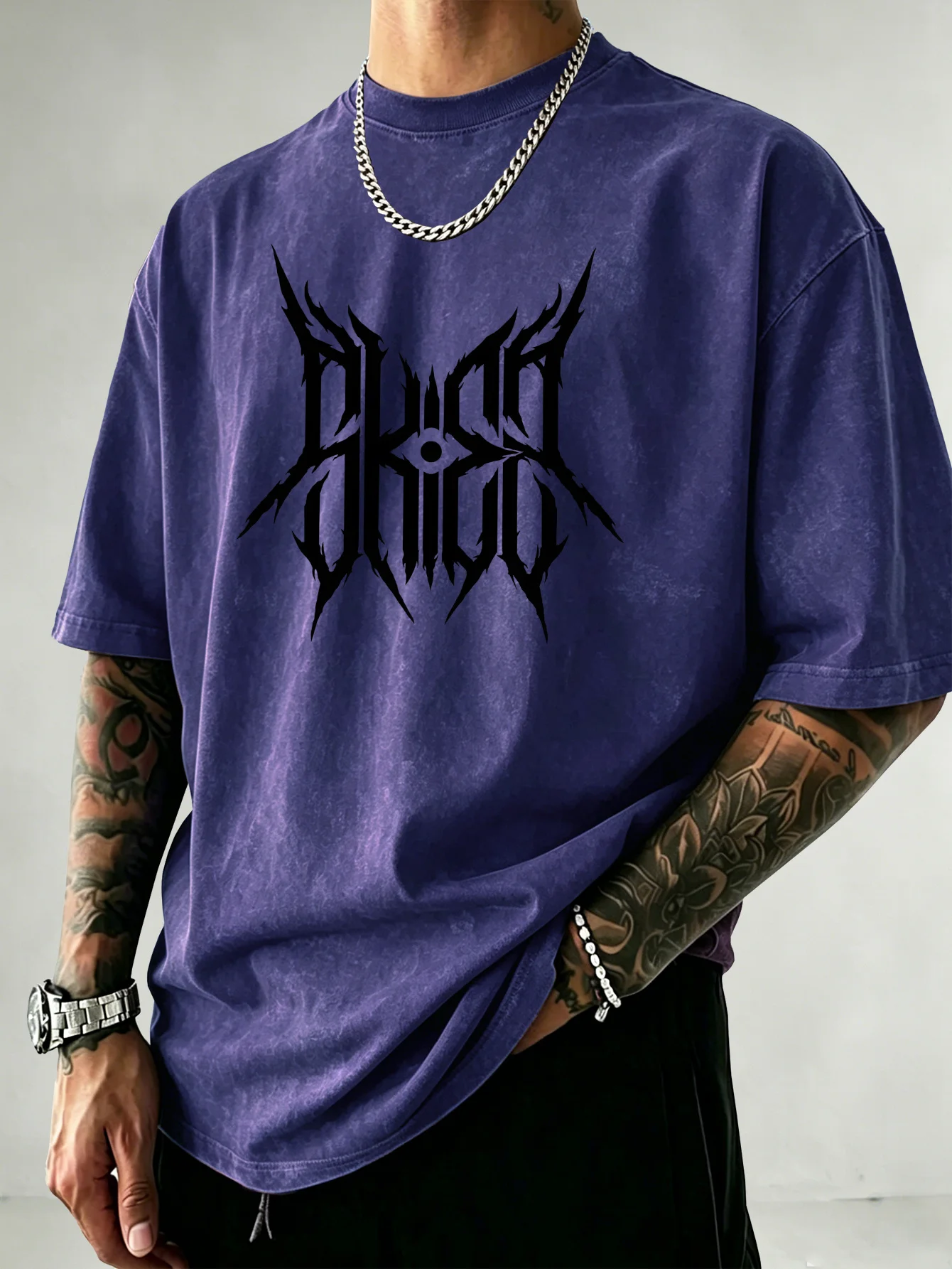 Men Heavyweight Short Sleeve T Shirt Vintage Acid Wash Print Thick Non See Through Cotton Hip Hop Summer Fitness Loose Tee S-3XL
