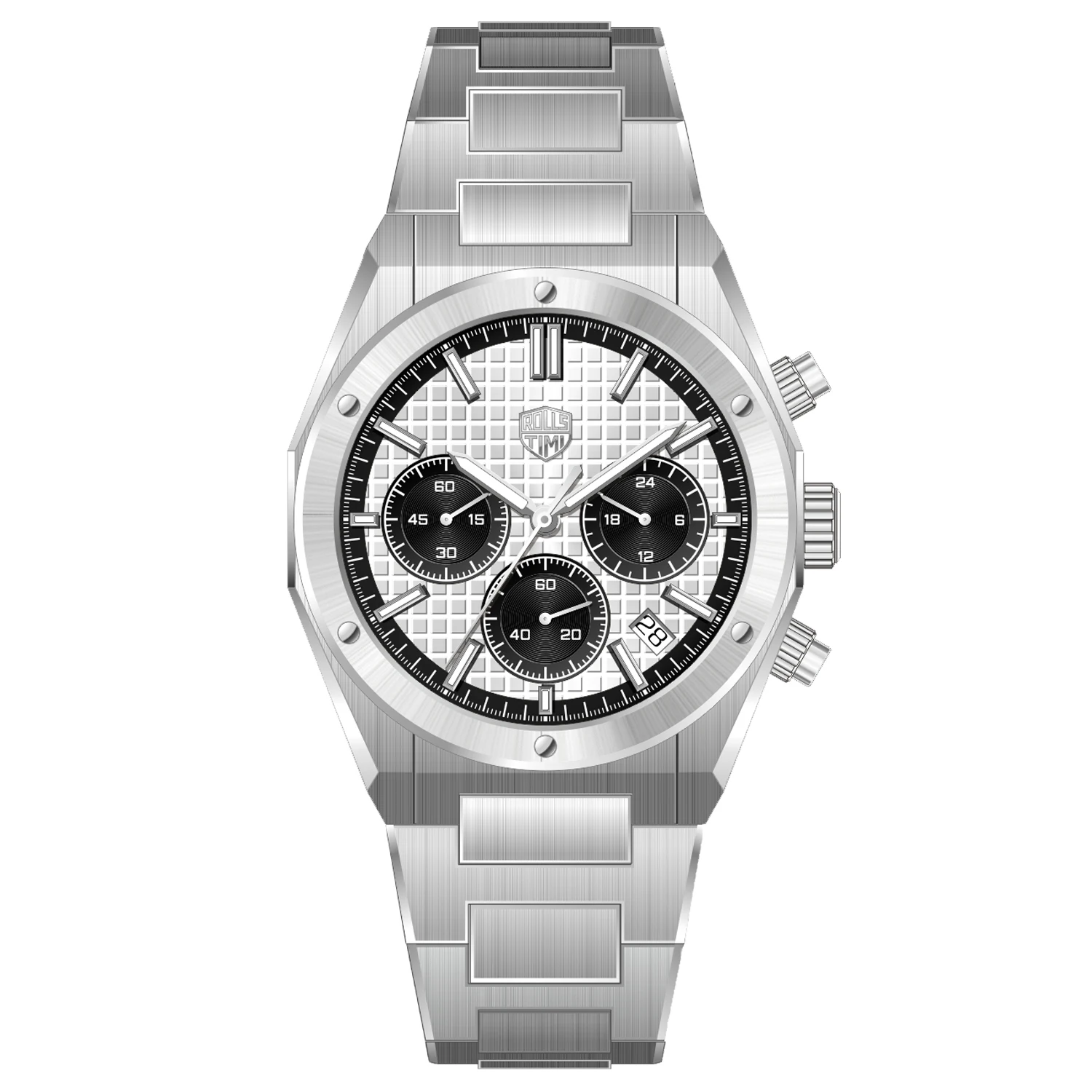 

RollsTimi 2025Новые кварцевые спортивные хронографы мужские водонепроницаемые светящиеся наручные часы из нержавеющей стали с сапфировым стеклом роскошные японские часы Movt