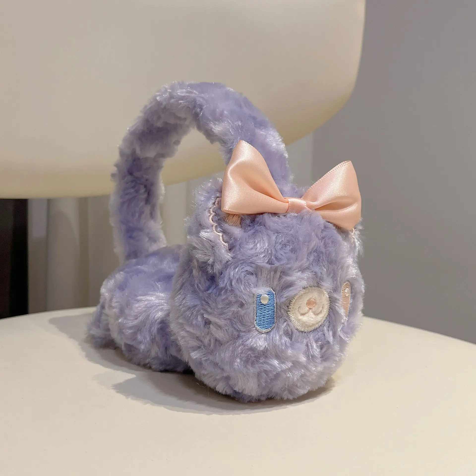 

Cute Pink Purple Plush Cartoon Bear Earmuffs Fashion Sweet Windproof Foldable Ear Cover Winter Warm Accessories