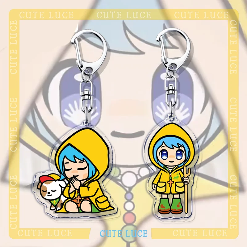 

Cute Cartoon Girl Jesus with Luce Anime Keychains for Accessories Bag Fashion Keyrings Jewelry Mascot Fans Friends Gifts