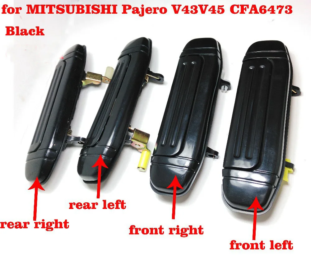 

A Set/4PCS BLACK Outerside Door Handle Plating for Mitsubishi Montero Pajero External Handle V46 V47 V31 V32 V33 6470 6473 2030