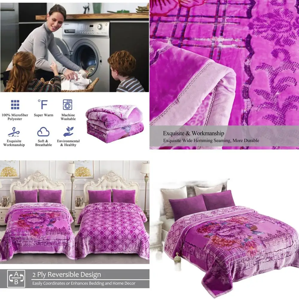 

Роскошное тяжелое одеяло из искусственного меха норки, размер King Size 87x94, плюшевый велюр, теплое, двухслойное, с принтом A&B, цвет Пион Фиолетовый