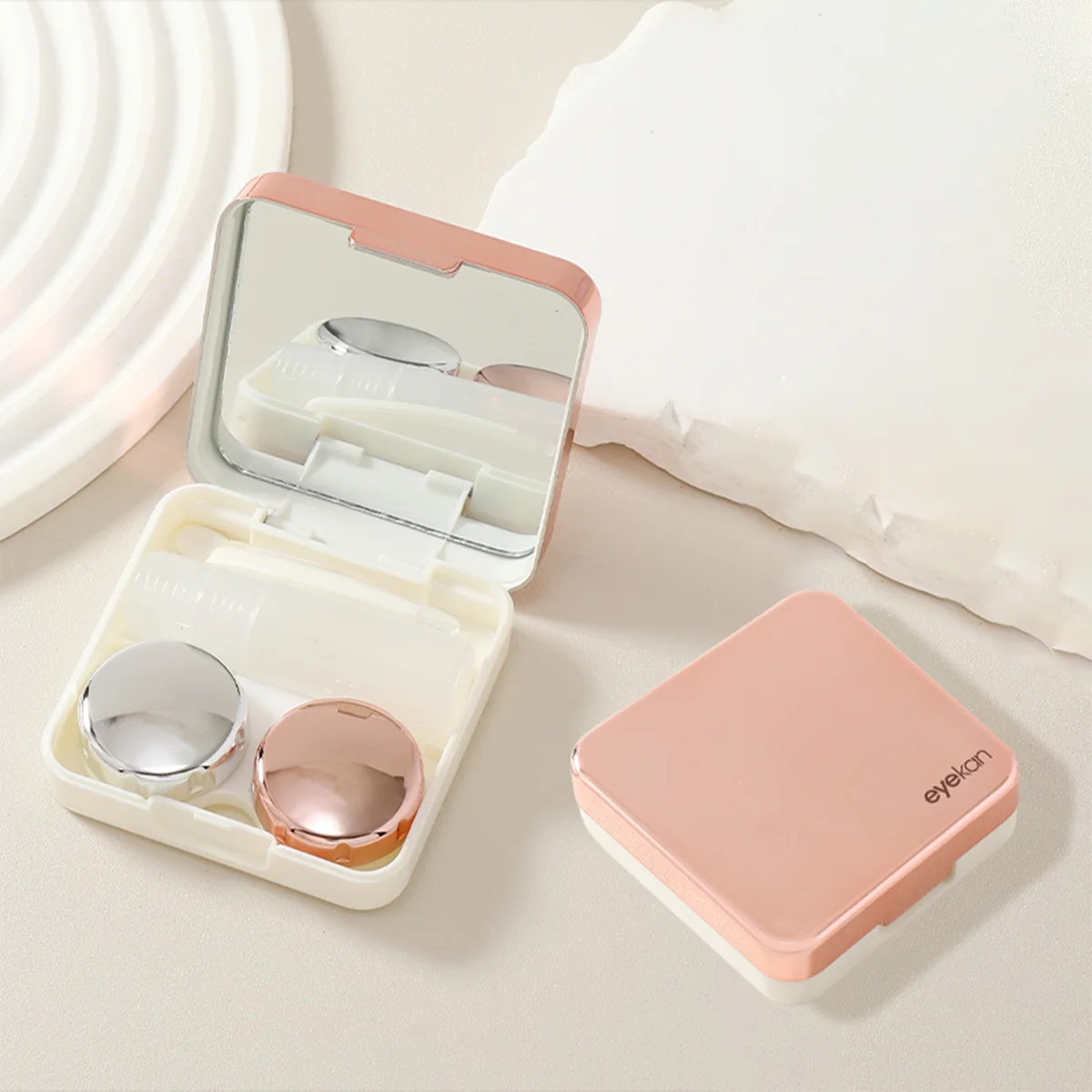 XIANG YU simple solid color contact lens case companion care case.contact lens storage with mirror