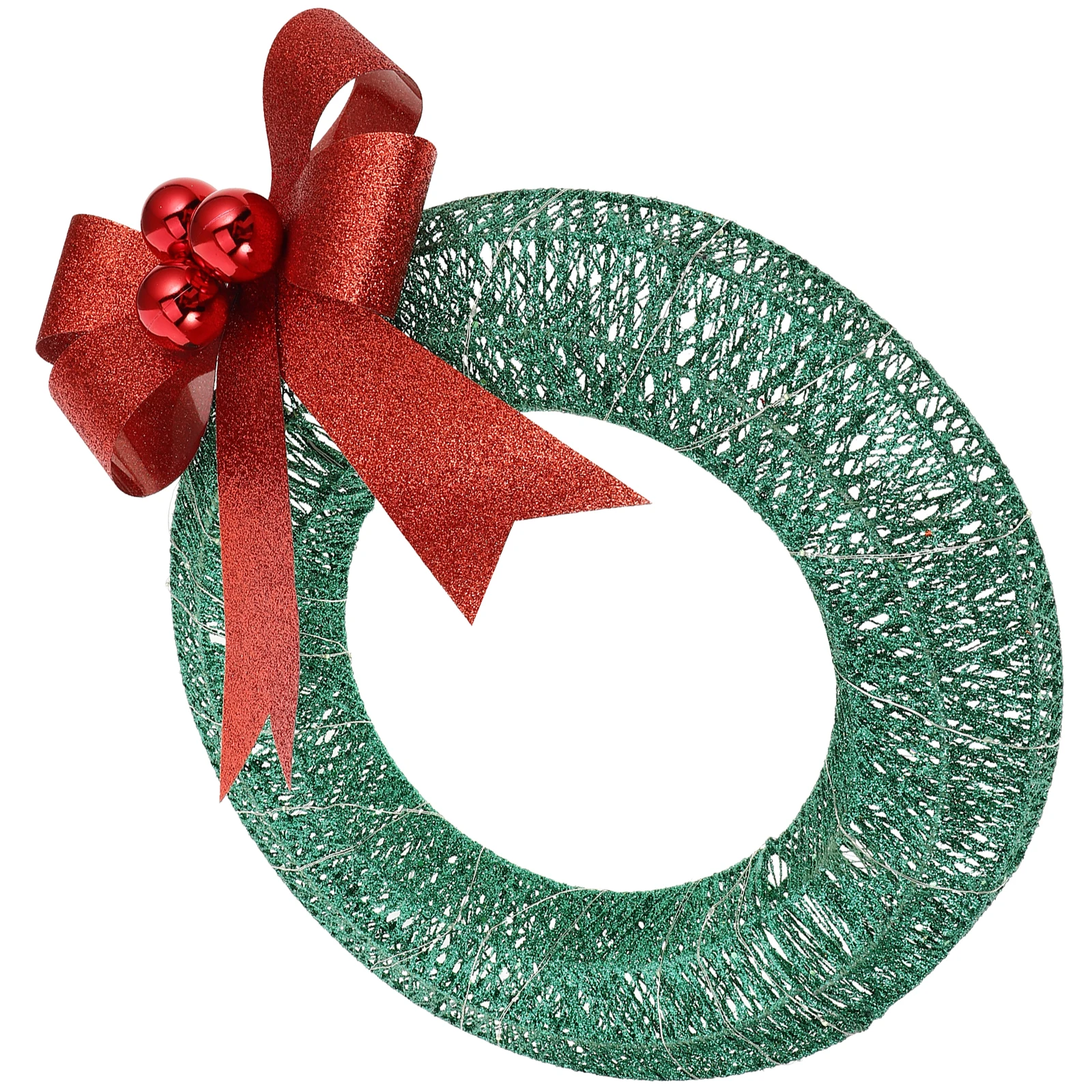 

1pc Led Christmas Wreath Metal Plastic Led Light Up Christmas Garland Decoration pre-lit Xmas Wreath With Luminous Bowknot