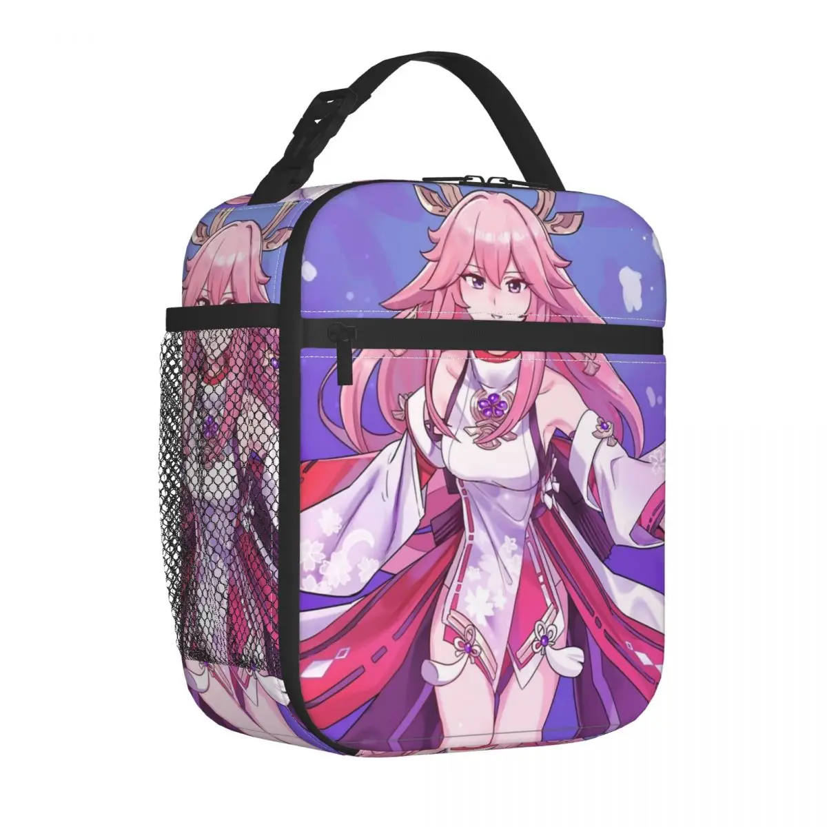 Yae Miko Genshin Impact Anime Insulated Lunch Bags, Lunch Container, Tote, Lunch Box, Escola, Viagem, Homens, Mulheres