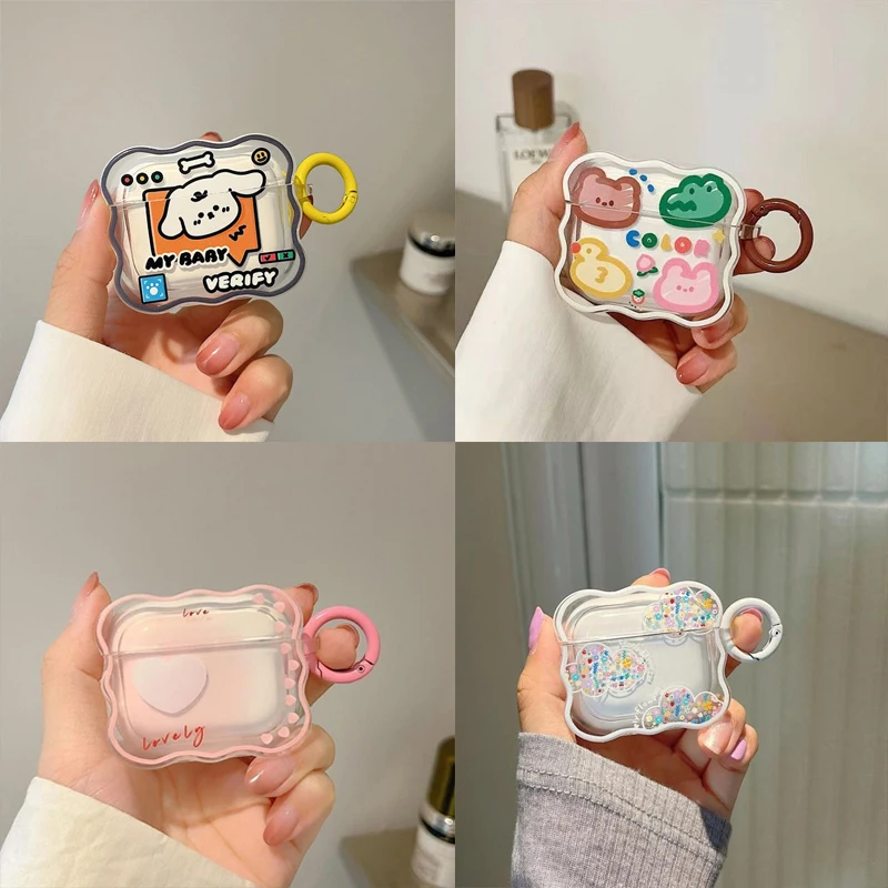 Cute Cartoon Case For Apple AirPods 3 Case for AirPod Pro 2nd Cover Flower Heart Earphone Funda for Airpods 1 2 Wave Shell Coque