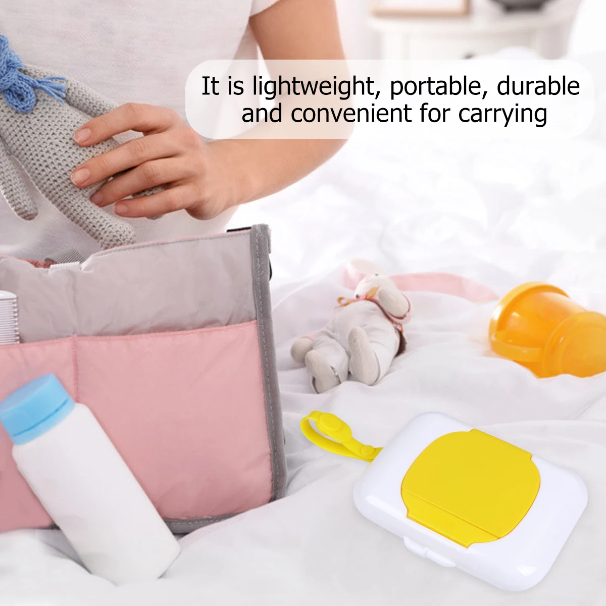 

Portable Wet Tissue Case Reusable Silicone Belt for Baby Diaper Bag Travel Wipes Dispenser Pouch Outdoor Infant