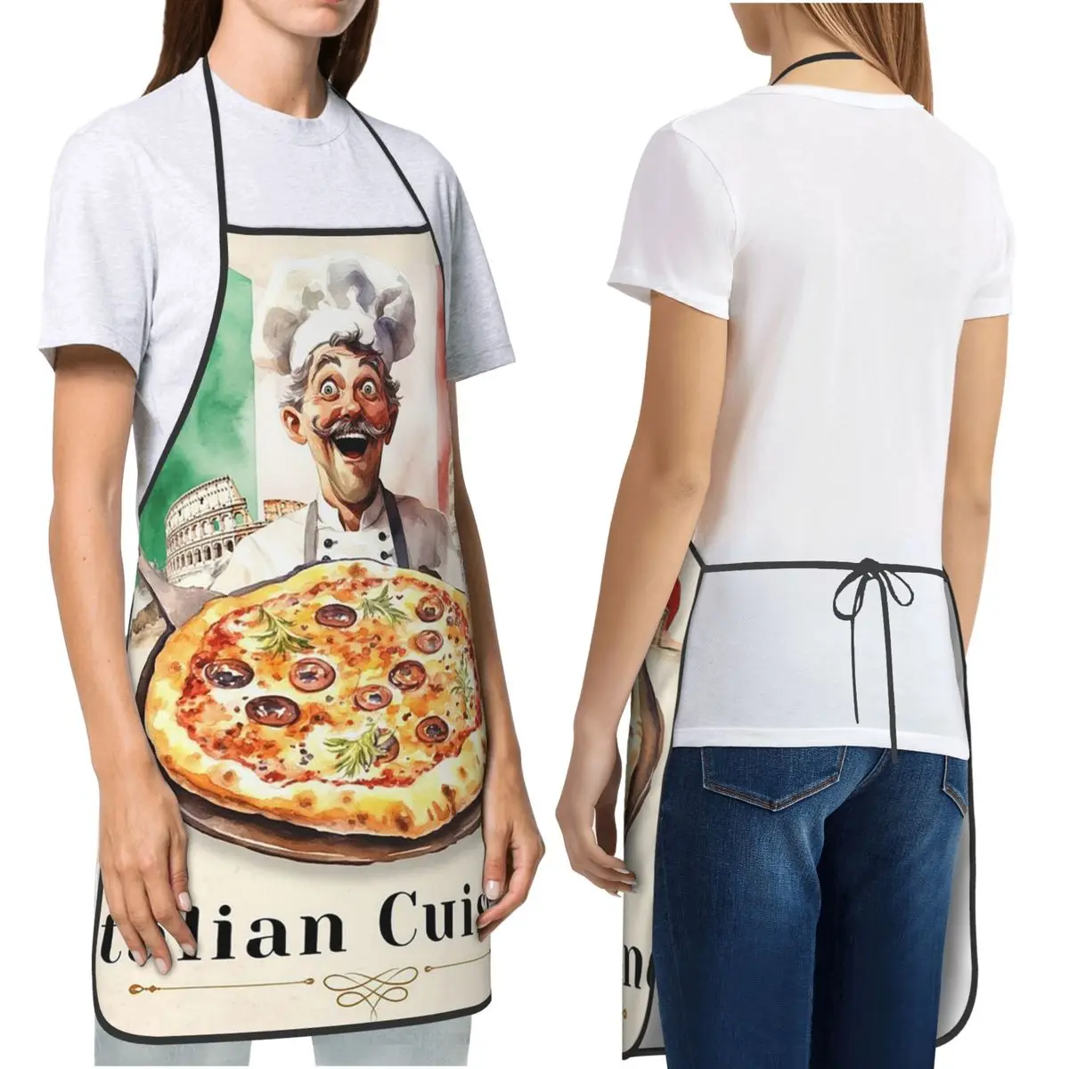 

Фартуки для пиццы с итальянским флагом, шеф-повар, кулинария, кухня, Tablier, водонепроницаемый нагрудник, кухонный сарафан для чистки для женщин и мужчин, садоводство