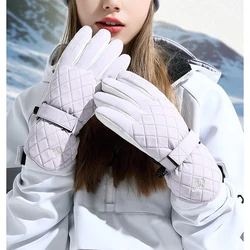 Gants de ski thermiques en velours pour femme, garder au chaud l'eau, vent vert, cyclisme, vélo, hiver, 506