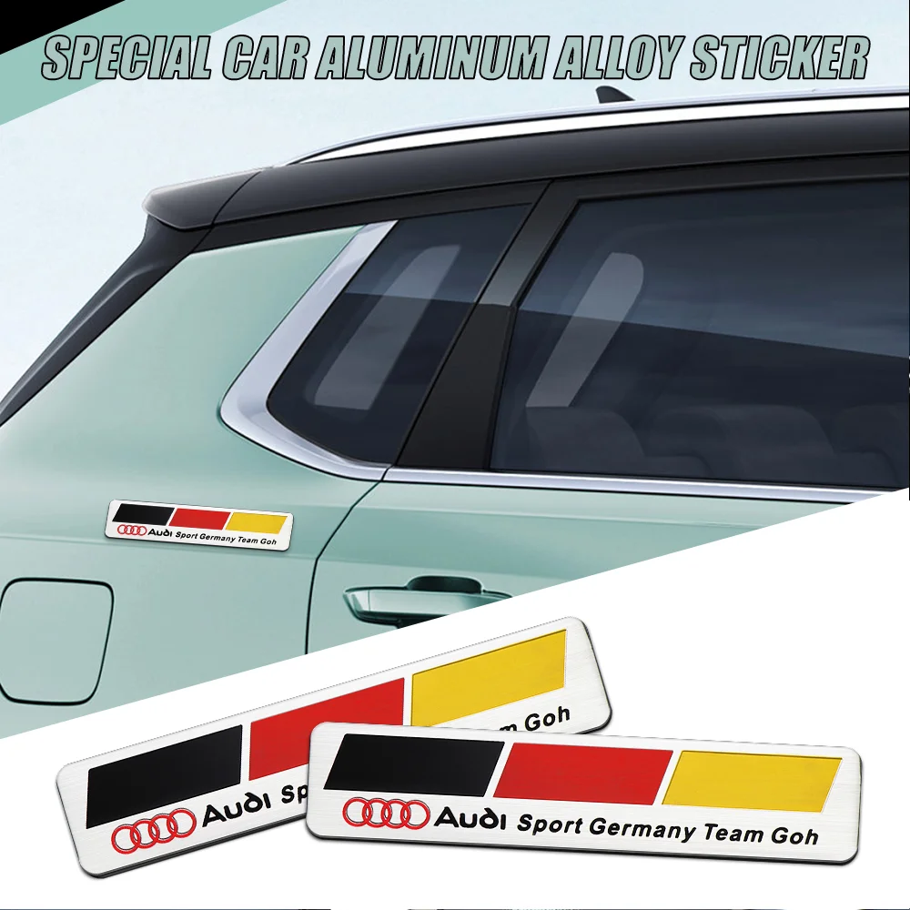 For Audi Sline A1 A2 A3 A4 A4L 8V 8L RS RS3 RS4 RS5 RS6 S1 S2 S3 S5 S4 1PCS 3D Aluminum Car Body Rear Trunk Tail Stickers Decal