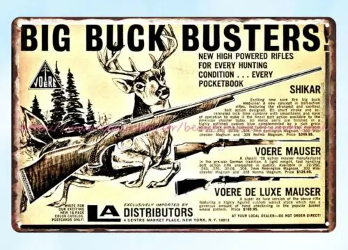 1968 fiream big buck busters Shikar, voere mauser hunting rifle LA metal tin