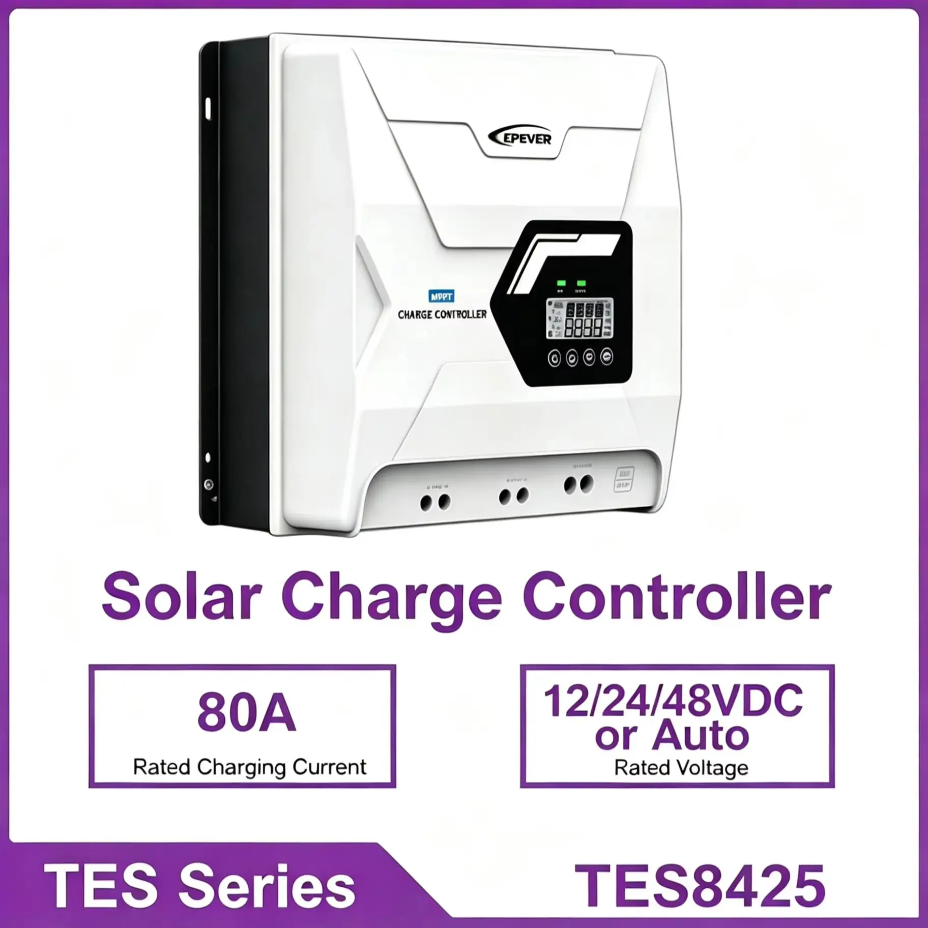 12/24/48VDC High Current MPPT Solar Charge Controller TES7425 TES8425 Widely Used In RVs Boats Solar Power Systems