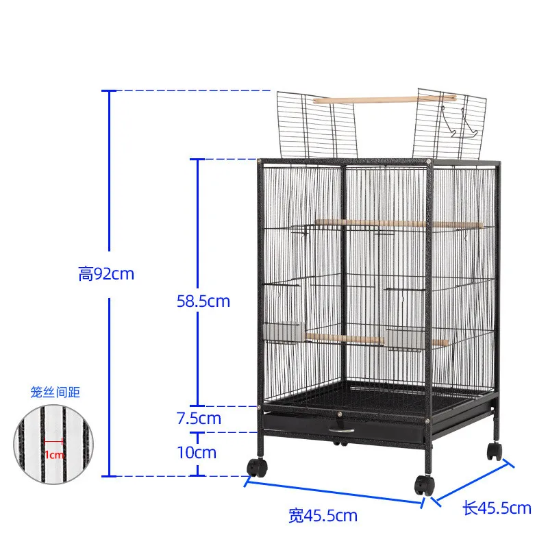 Imagem -02 - Grande Gaiola de Pássaro de Metal com Suporte de Madeira para Conures Lovebird Cockatiel Periquitos Casa Papagaios Parque Infantil Centro de Atividade