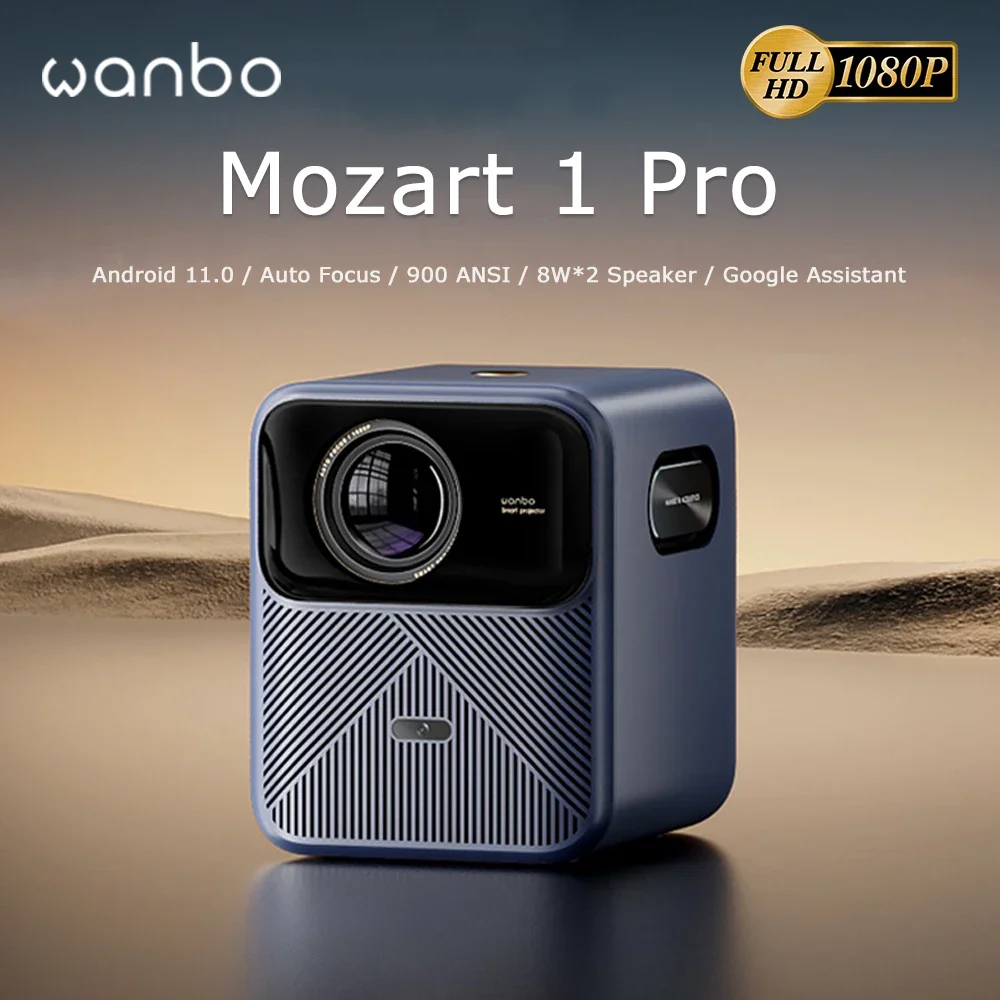 Wanbo Mozart 1 Pro Projector 4K Suppot Android TV 11.0 Google Assistant Netflix 1080P DRM L1 Beam Proyector 900Ansi Dual Wifi