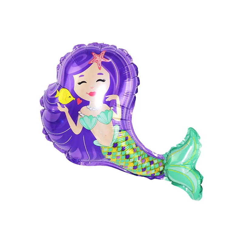 3PCS Purple Mermaid Princess Balloon Set Aluminum Film Shell Balloon Under The Sea Mermaid Baby Shower Wedding Decoration