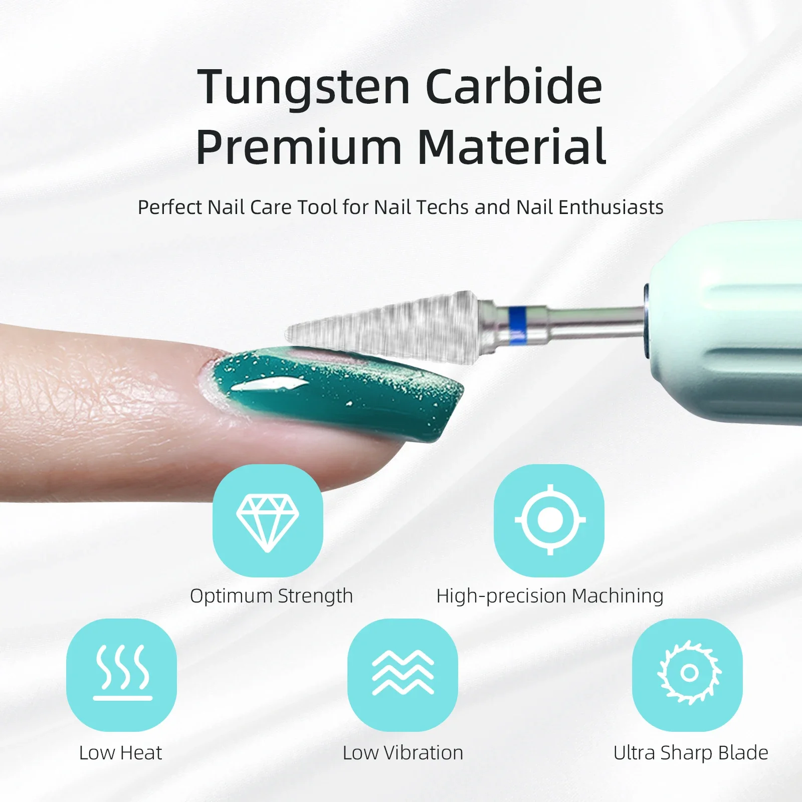 HYTOOS forets à ongles coniques 15mm forets coniques en carbure anti-poussière pour l'élimination des ongles manucure vernis Gel doux nettoyage des cuticules