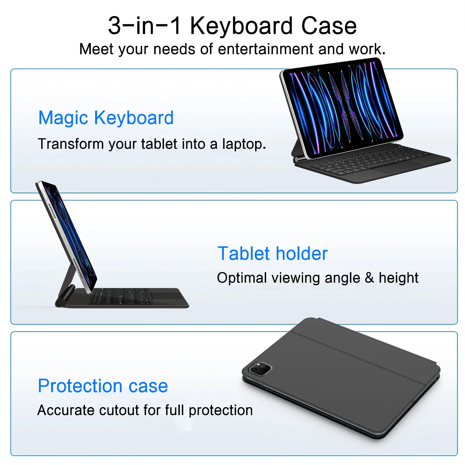 Keyboard Pin Pogo Docking Magnetik untuk iPad Air 11 M3 M2 iPad Pro 11 4th 3rd 2nd 1st Gen Smart Cover untuk iPad Air 5 4 10.9" Case