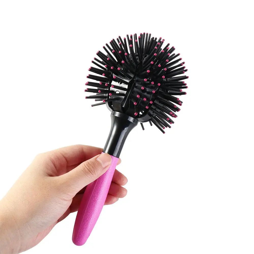 Plastic 3D Round Hair Brushes Comb Heat Resistant Spherical 360 Degree Ball Hairbrush Anti-Static Massage Round Curly Hair Comb