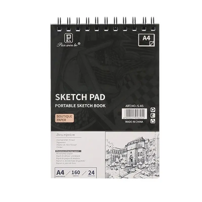 

Sketchbooks & Notebooks Hard Cover Top Spiral Bound Sketch Pad Acid Free Painting Supplies 24 Sheets Sketching Book For