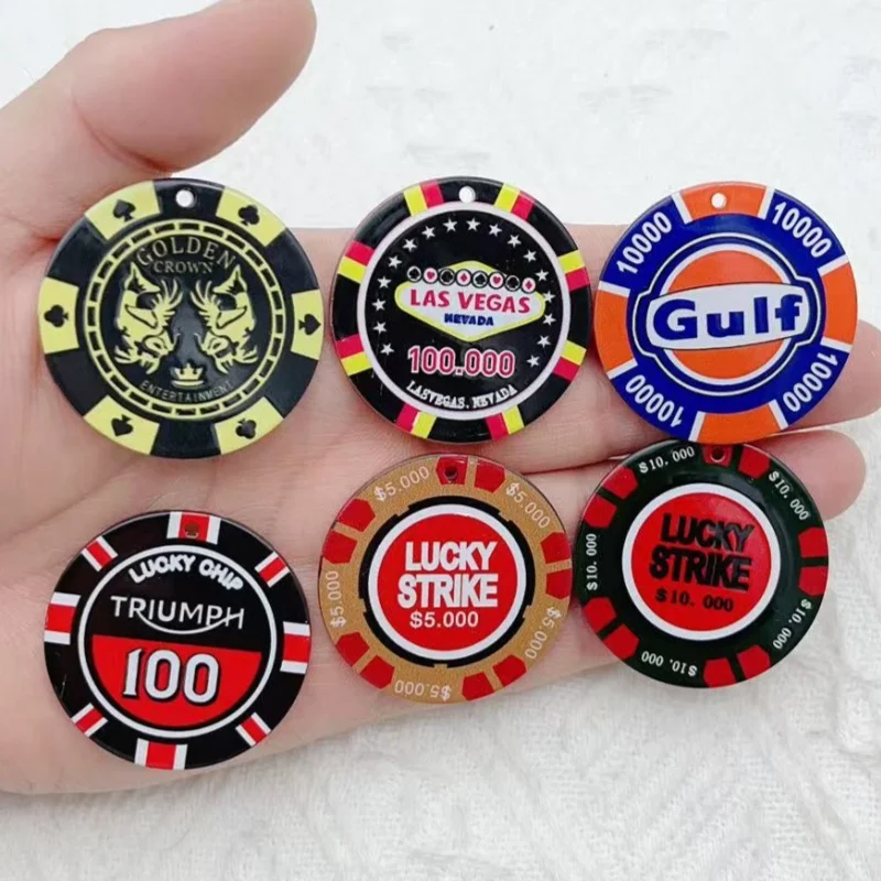 

10 pieces 41mm acrylic chips Texas Hold'em game set chips hanging accessories DIY jewelry accessories