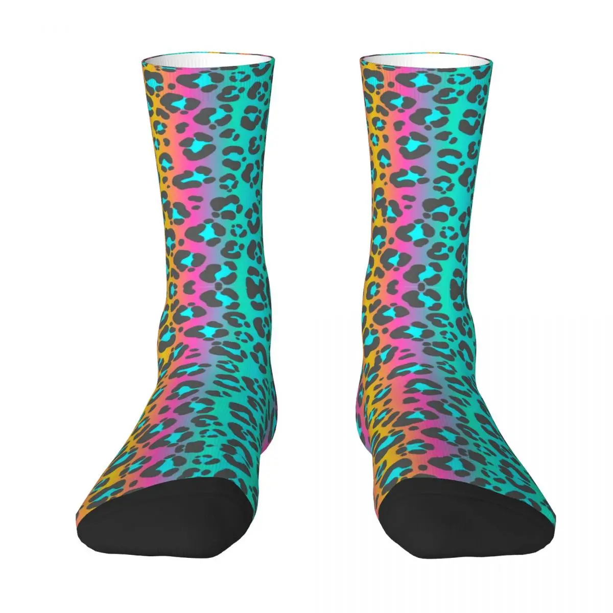 Couple Socks Rainbow Cheetah Leopard Print Stockings Autumn Kawaii Breathable Socks Design Outdoor Anti Sweat Socks