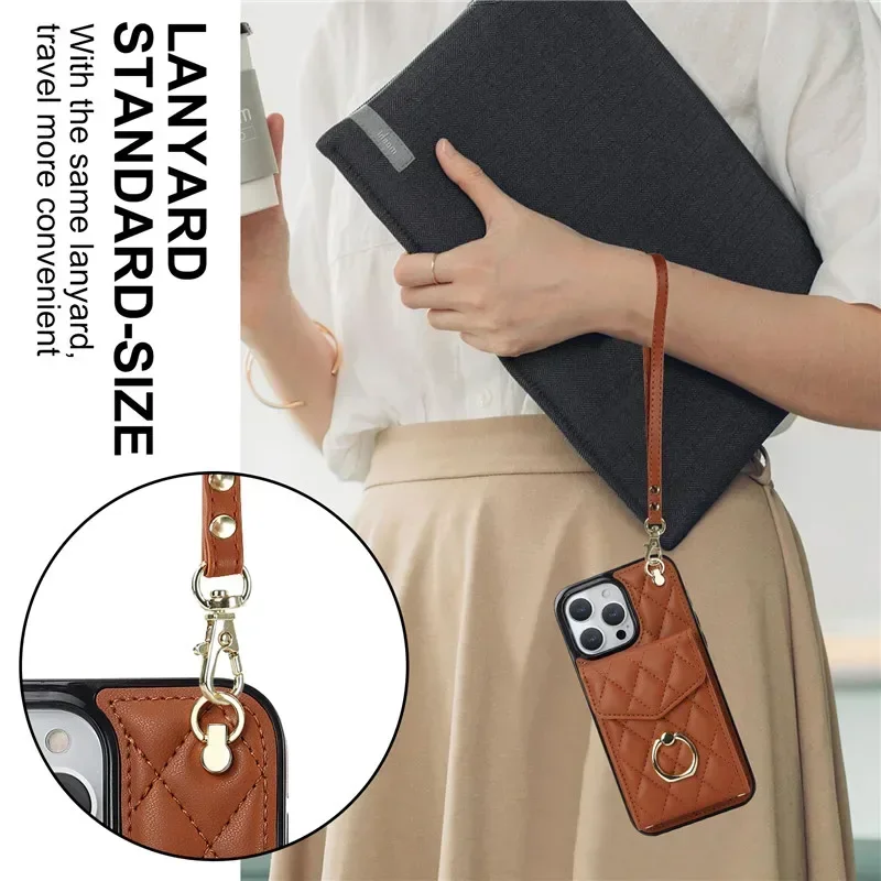 Crossbody الحبل محفظة جلدية بطاقة جراب هاتف آيفون 17 الهواء 16E 16 15 برو ماكس 14 زائد 13 12 11 X XS XR حلقة فليب غطاء #3