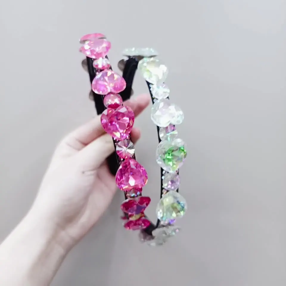 Romantic Heart Hair Clips Light Luxury Super Flash Crystal Headbands Women Jewelry Hair Accessories Girls Banquet Gift Wholesale