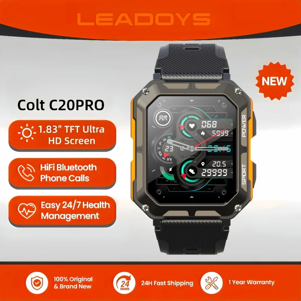 

Leadoys c20pro Smartwatch 1.83'' Full Touch Screen BT Call Outdoor Fitness Tracker Smart Watch With IP68 Waterproof