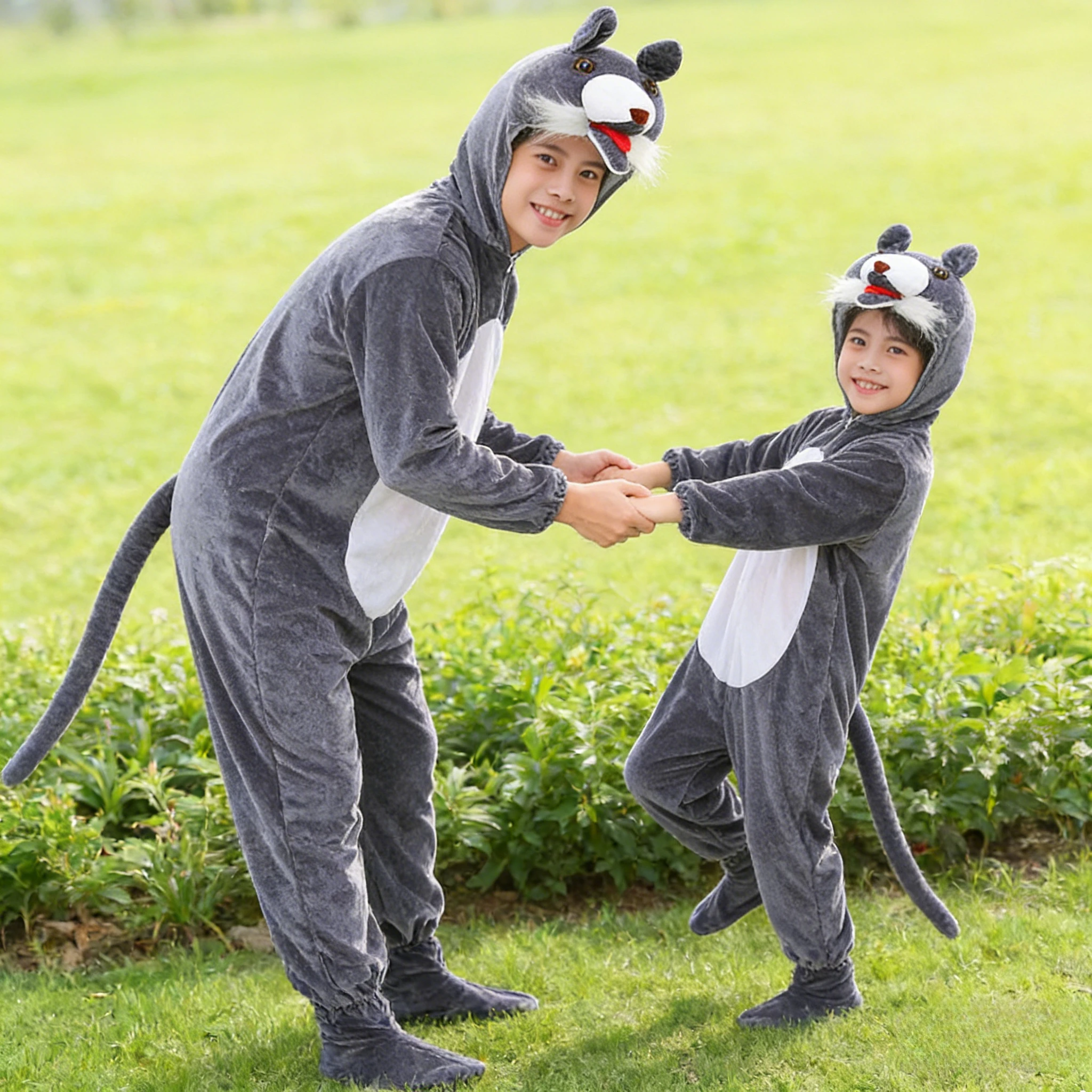 

Костюм Большого Злого Волка для взрослых и детей, комбинезон-животное, наряд для сценических выступлений, косплей, карнавальный костюм с большим хвостом