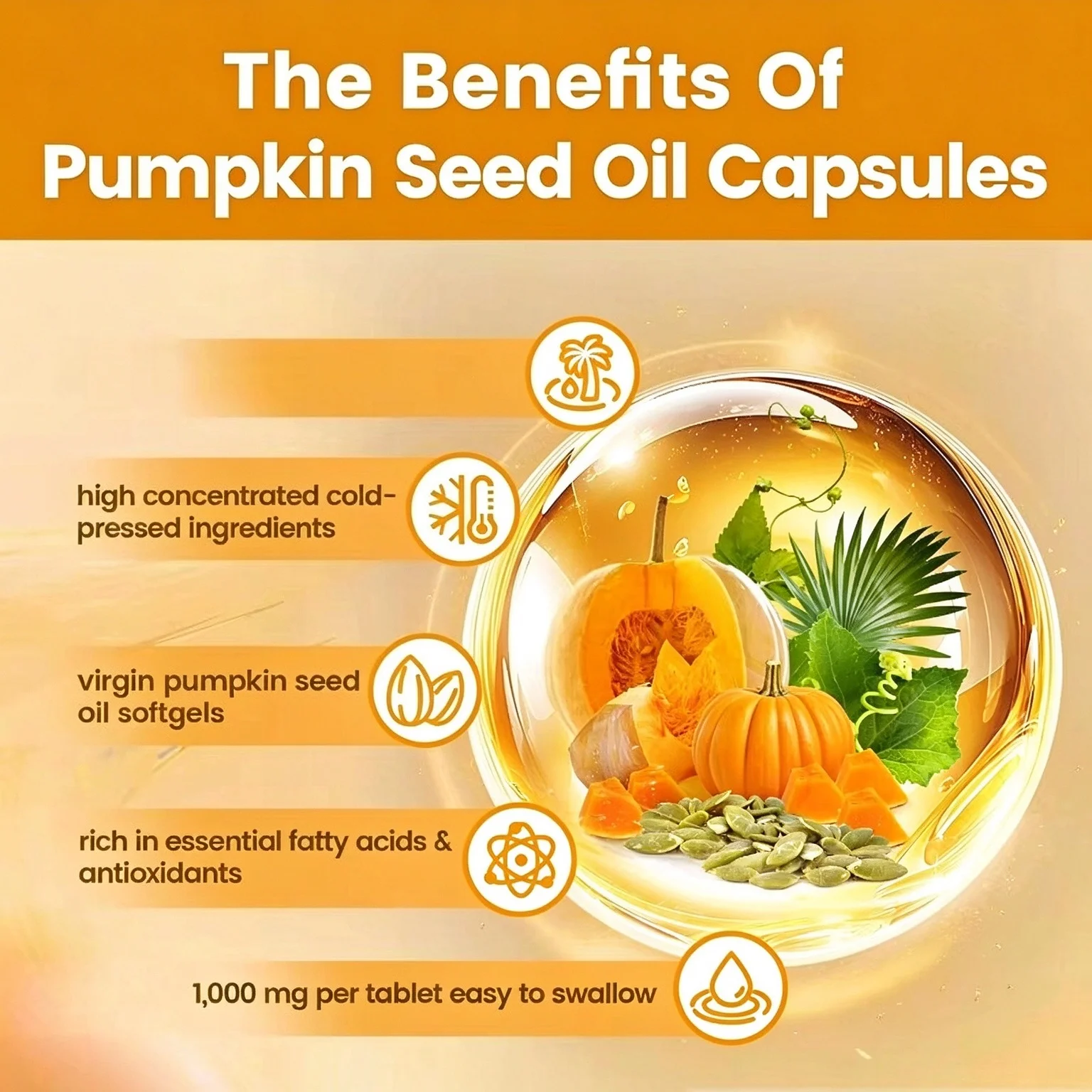 Pumpkin Seed Oil Softgels Cold Pressed Natural Digestive Immune Health Support Non GMO Gluten Free Dietary Supplement 300 Counts