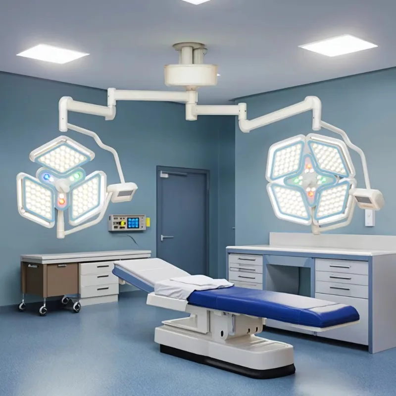 4+3 Petal LED Electric Surgical Light | 160,000 Lux Deep Cavity Shadowless Lamp | 300W 4500K Ceiling Operating Theatre Light