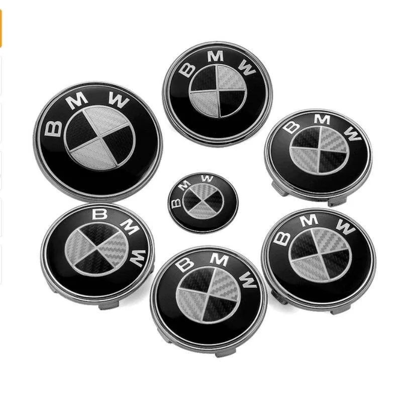 7pcs Front Hood Emblem Car 50th Anniversary Logo 82mm+Rear Badge 74mm+Wheel Hub Cap 68mm Decoration Cover Styling for BMW view 3