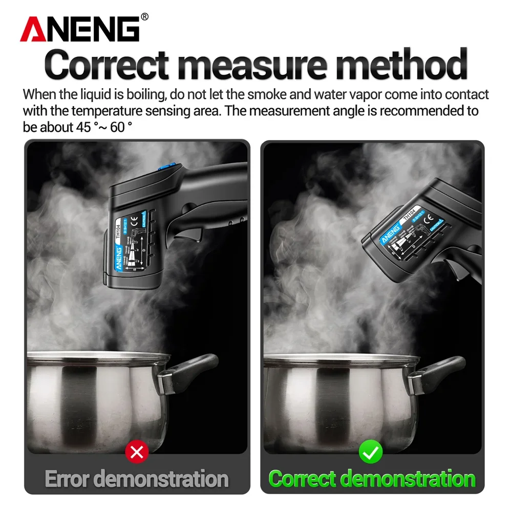 ANENG Imager VA Suhu Genggam Inframerah 50~550 ℃   Alat Pirometer Meter Layar Termal Termometer Sensor Laser IR Baru TH104