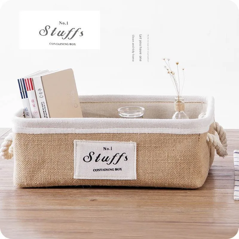 

Home Desktop Organizer Box Cotton Linen Fabric Storage Basket Key Toy Sna Arrangement Caddy Entrance lway Storage Solution