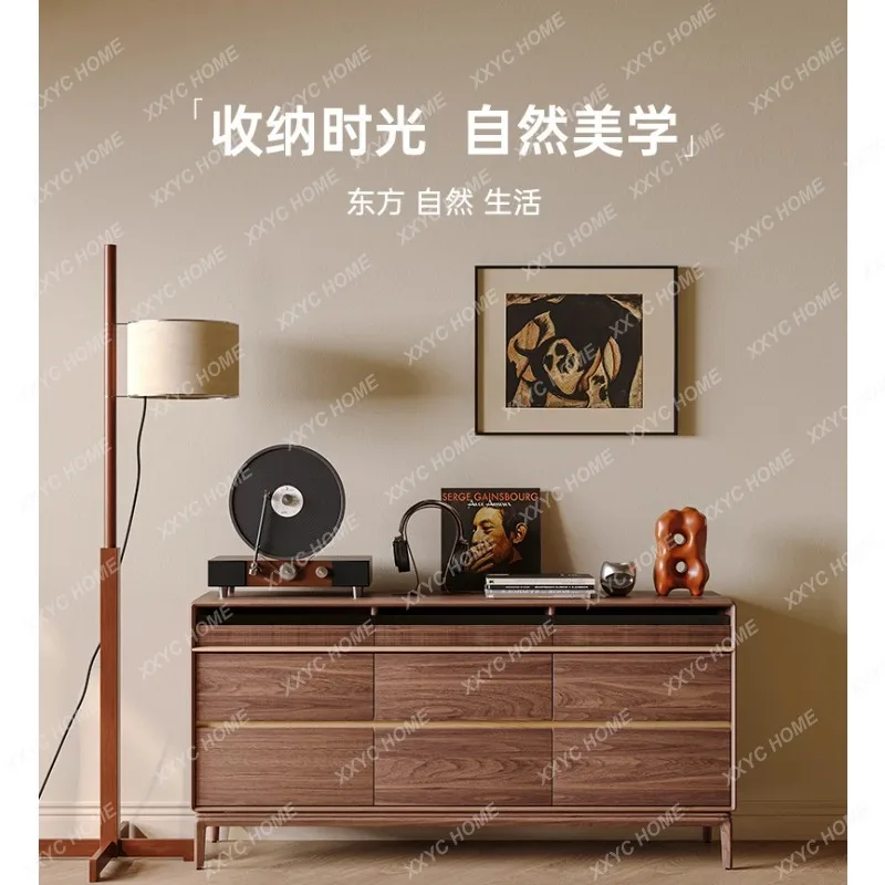 XXFactory Direct  Black Walnut Antique Chest Cabinet Living Room Simple Storage Chest Of Drawers