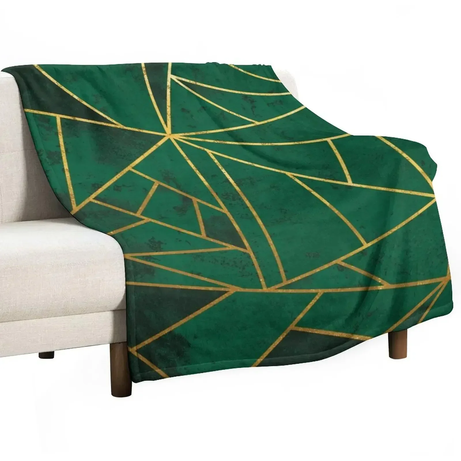 

Emerald Green Modern Geometric Throw Blanket Soft Warm Blanket Gift for Grandparents