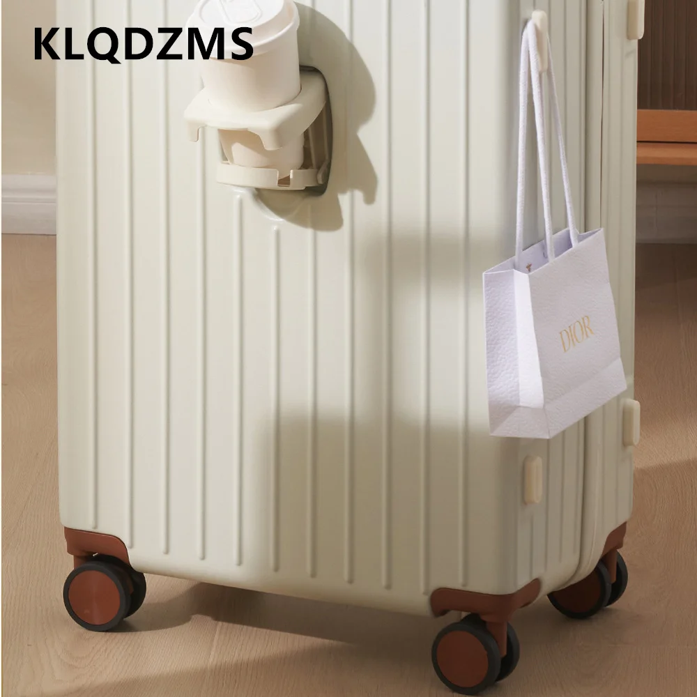 KLQDZMS USB ชาร์จกระเป๋าเดินทางเปิดด้านหน้า Boarding แล็ปท็อปรถเข็น 20 "22" 24 นิ้ว Multifunctional กระเป๋าเดินทาง