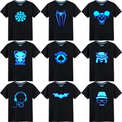 Children Luminous 3D Print T Shirts Boys Girls Tops Kids T-shirts Camiseta Toddler Cartoon Cotton Tee Shirts Summer Baby Clothes