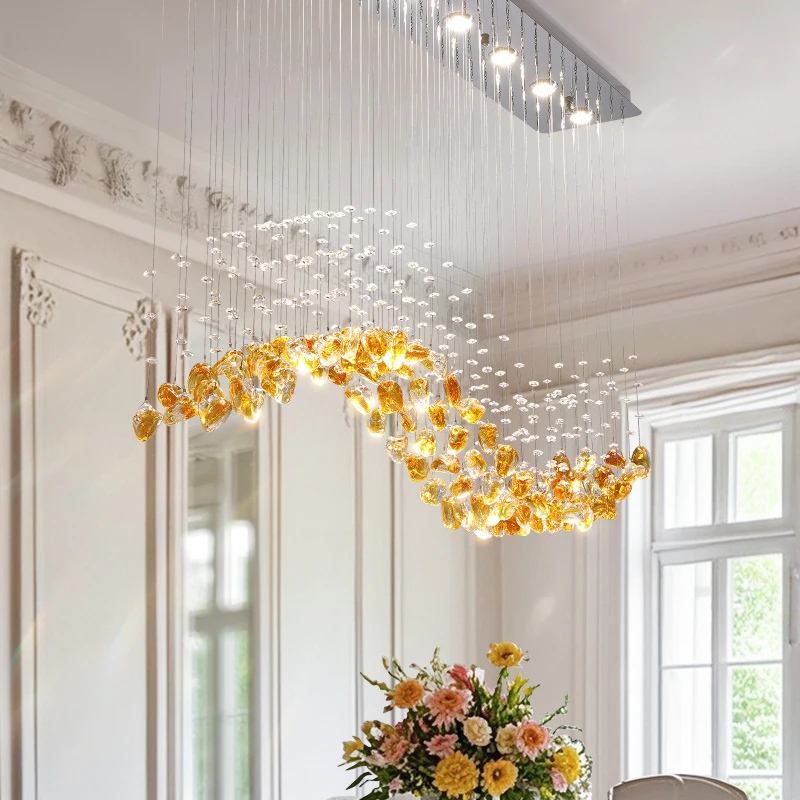الثريات البلورية/ النجف الكريستالي الحديثة إضاءة داخلية مصباح السقف أضواء معلقة ثريات LED للإضاءة الداخلية لغرفة المعيشة #3