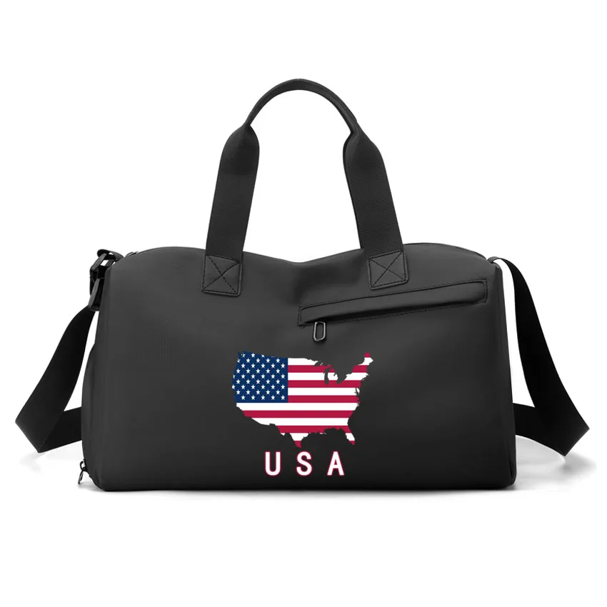

Fitness Bag USA Map Printed Shoulder Messenger Bag Wet Dry Separation Men Basketball Sports Bag Women Hand-held Gym PU Bags