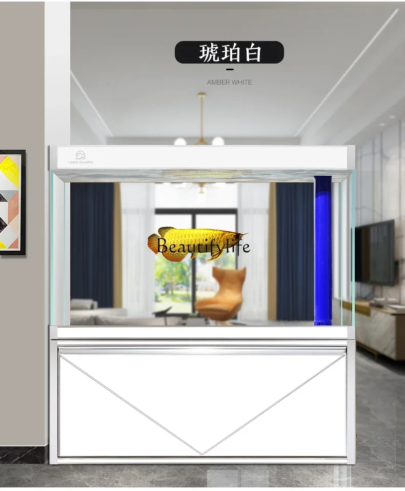 

yj9 Aquarium Living Room Home Medium and Large Bottom Filter Change Water Gold Crystal Super White Glass Dragon Fish Tank