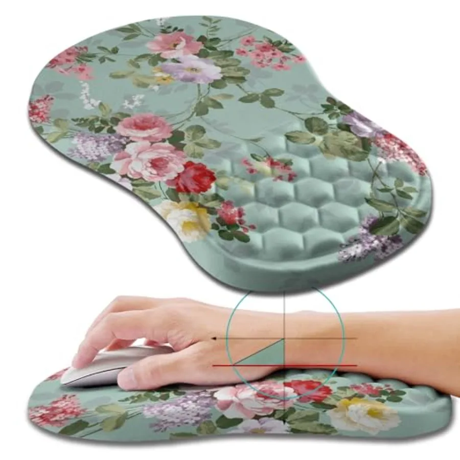 Ergonomic Mouse Pad Wrist Support, Wrist Rest Mousepad for Carpal Tunnel Pain Relief with Integrated Memory Foam Slope Massage