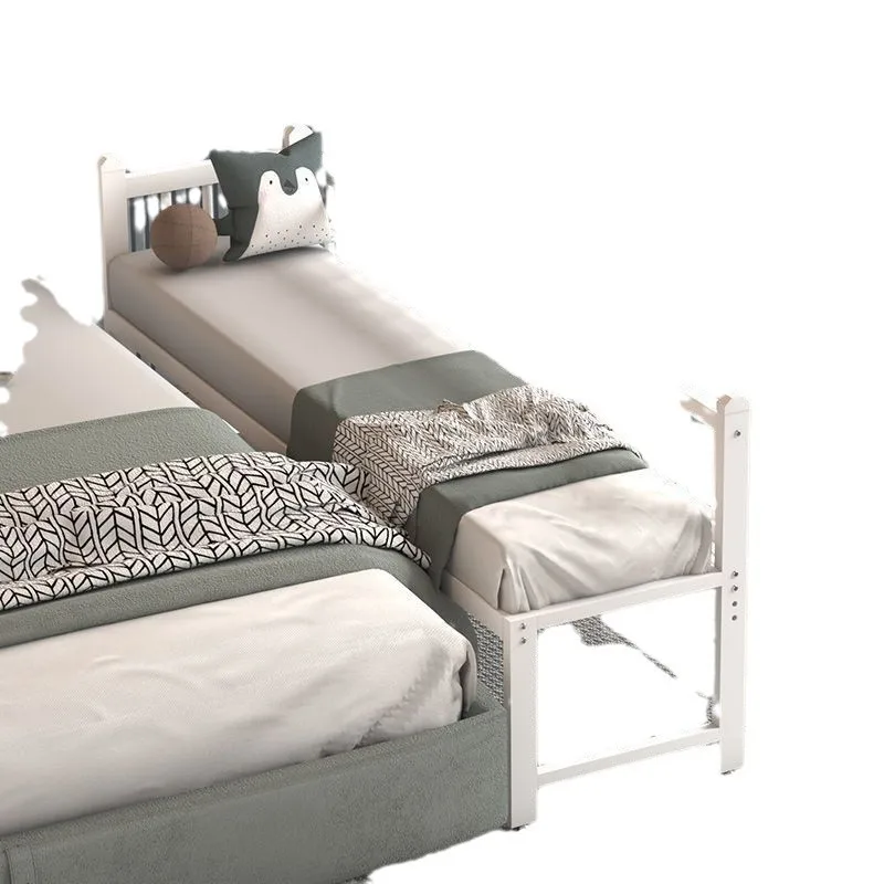 

Wrought Iron Adjustable Splicing Children's Bed With Guardrail Small Bed Baby Widened Big Bed Seamless Connection