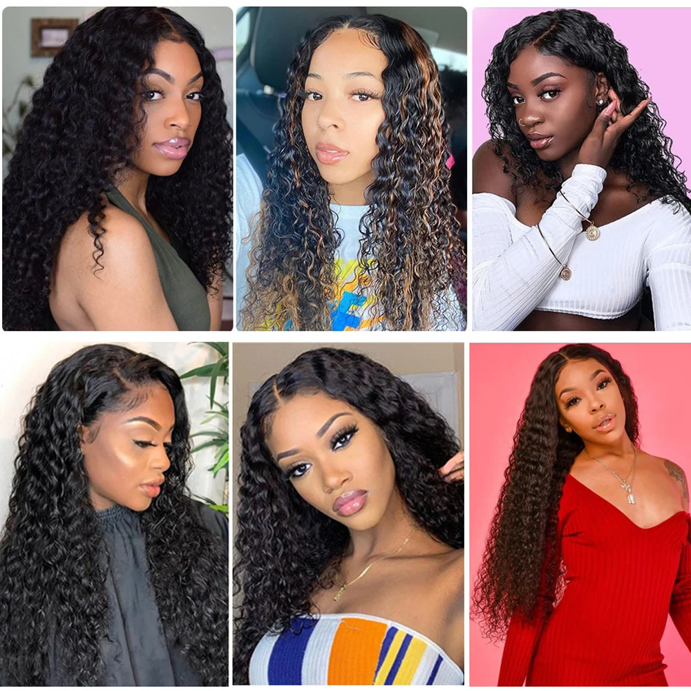 Deep Wave Weave Bundles Natural Black Color Curly Wigs Bundles Extensions Double Weft 100% Brazilian Remy Human Hair 3 Bundle