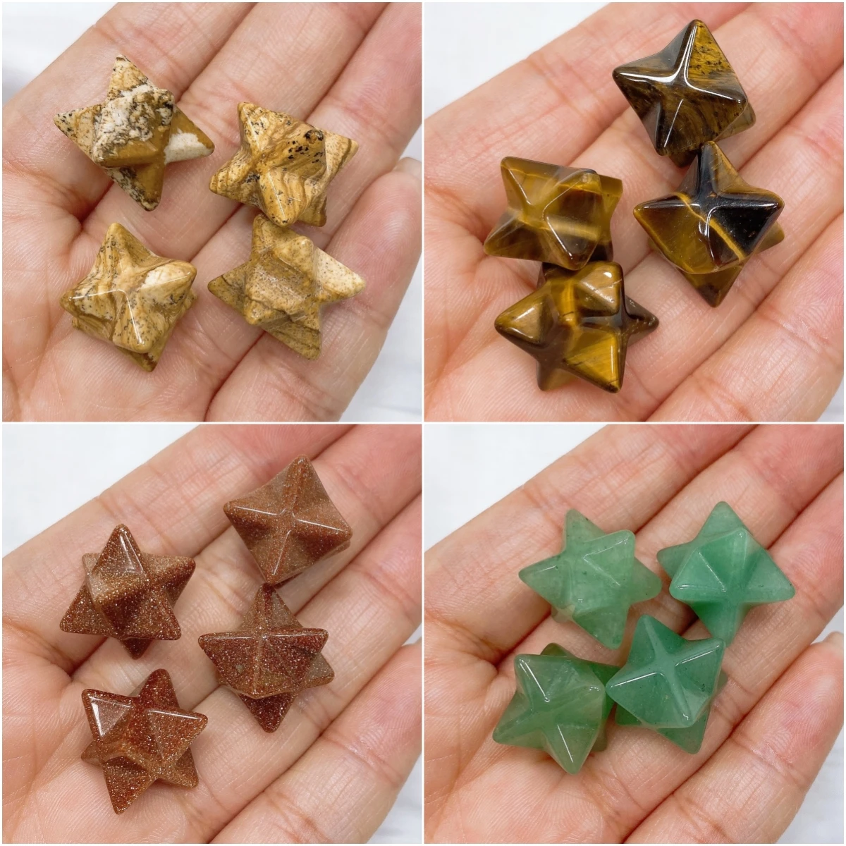 13MM Merkaba Star Natural Crystal Quartz Stone Wiccan Energy Healing Gem DIY Jewelry Home Decoration Aquarium Gift