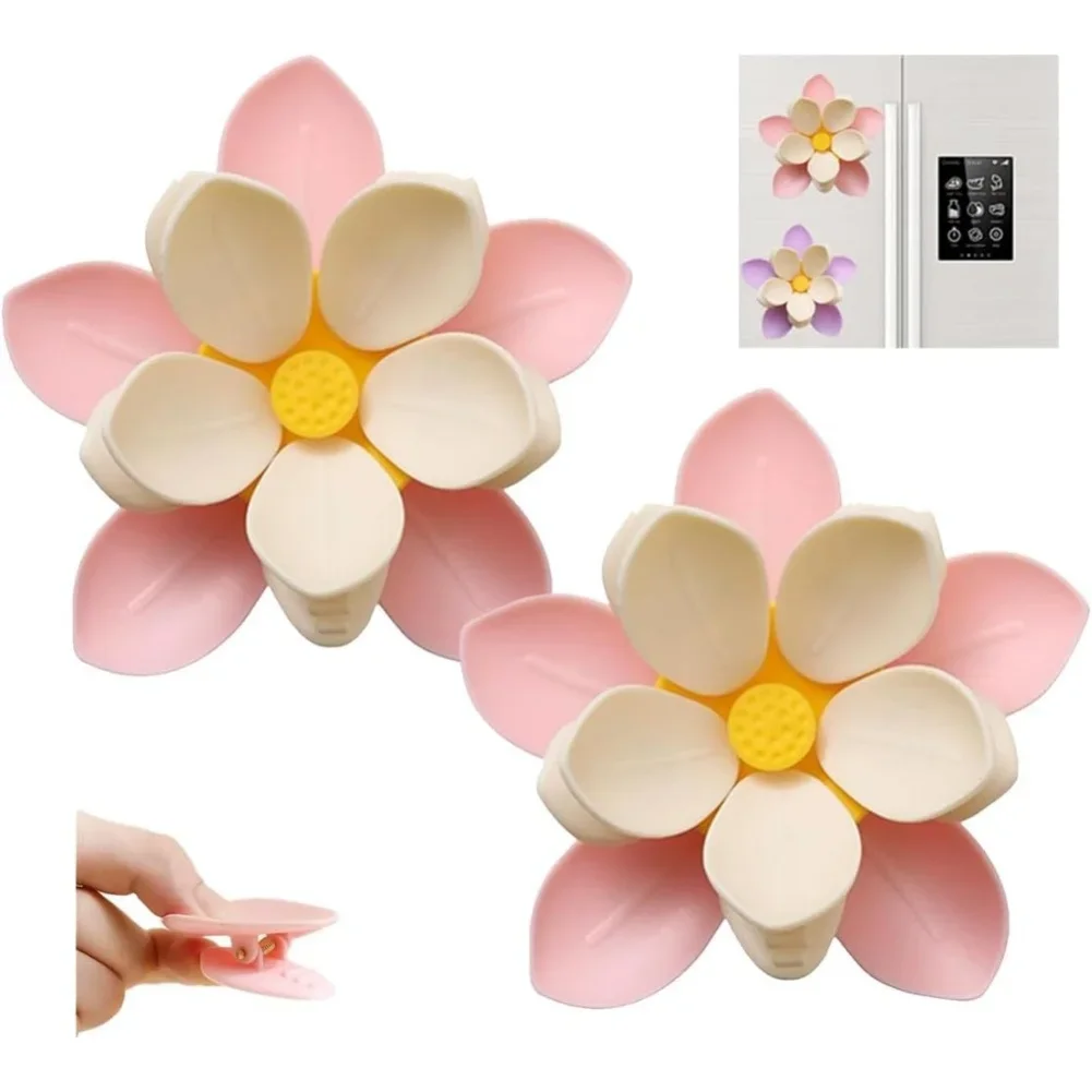 Sakura Flower Shaped Fridge Magnets And Bag Clips 2 In 1 Food Storage Tool For Kitchen With Material And Portable Size