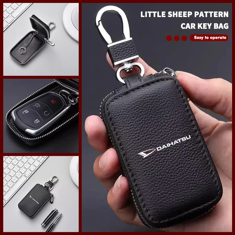 For Daihatsu Car Key Protector Bag Key Holder Mini Auto Key Case Wallet Zipper Bag Keychain Sirion Trevis Terios Mira Materia view 2